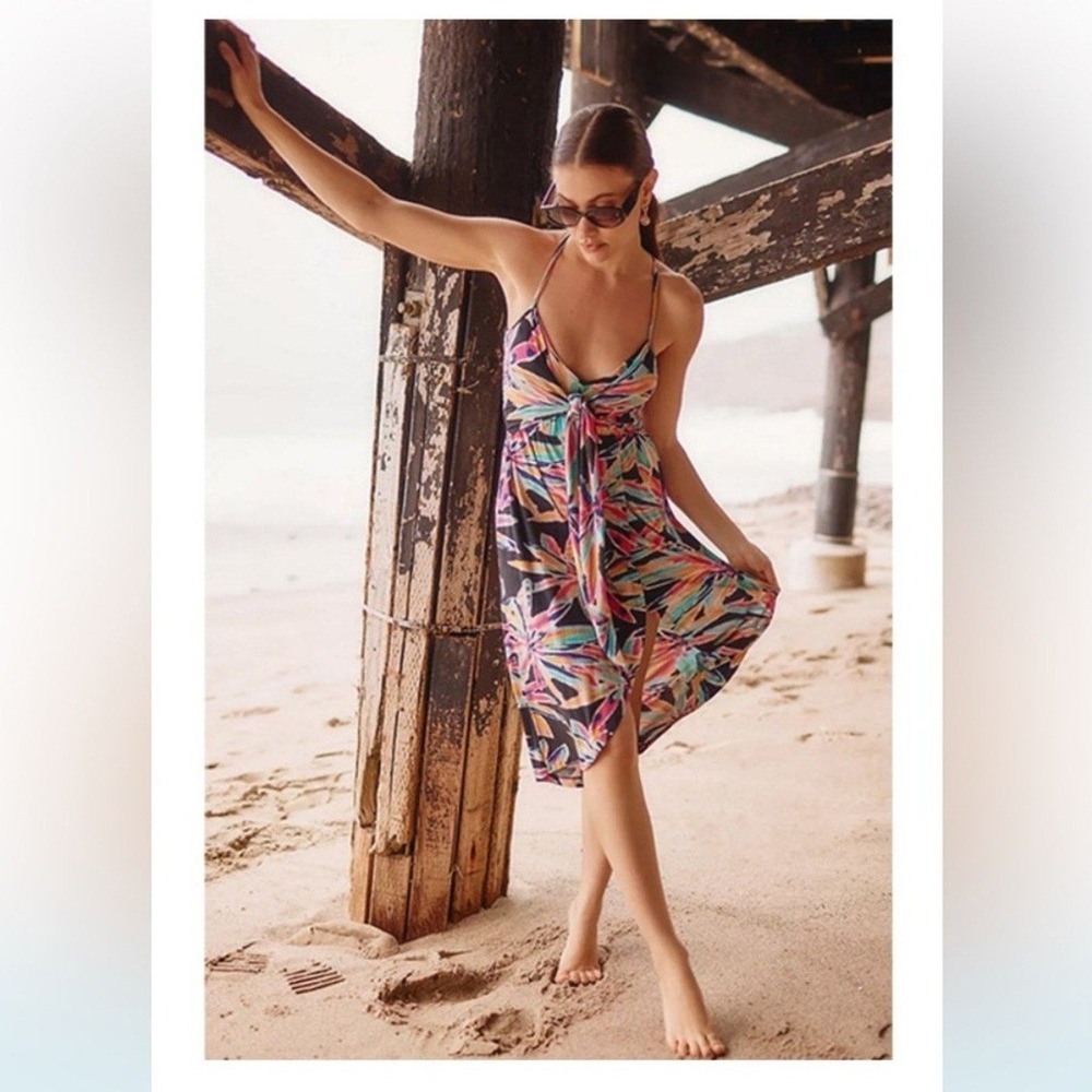 Anthropologie NWT‎ Cover-up Midi Dress Tropical Print Multiway Size L